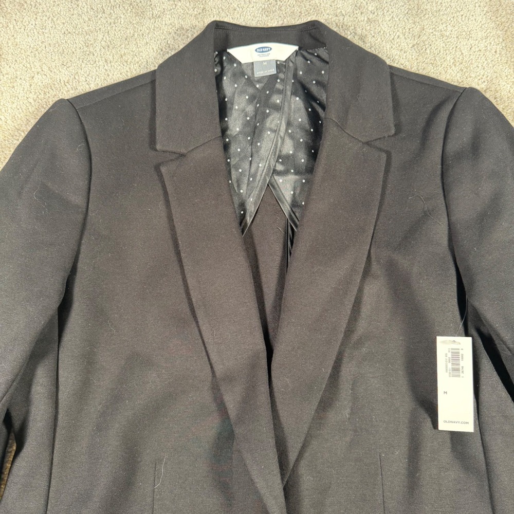 Old Navy Blazer Women Size M Black Single Button 615588-00-1 Jacket Work NEW - Picture 3 of 13